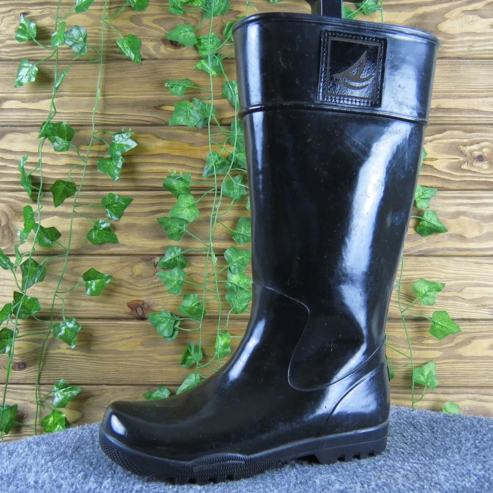Sperry‎ Top-Sider Waterproof Rain Boots Women's Size 5 Black Tall
